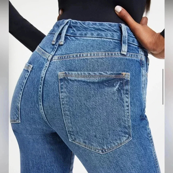 Good American Good curve straight leg jeans high rise ripped size 6/28 - Picture 5 of 14